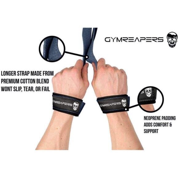 Lifting Wrist Straps - Padded Neoprene with 18 inch Cotton - Picture 3 of 5